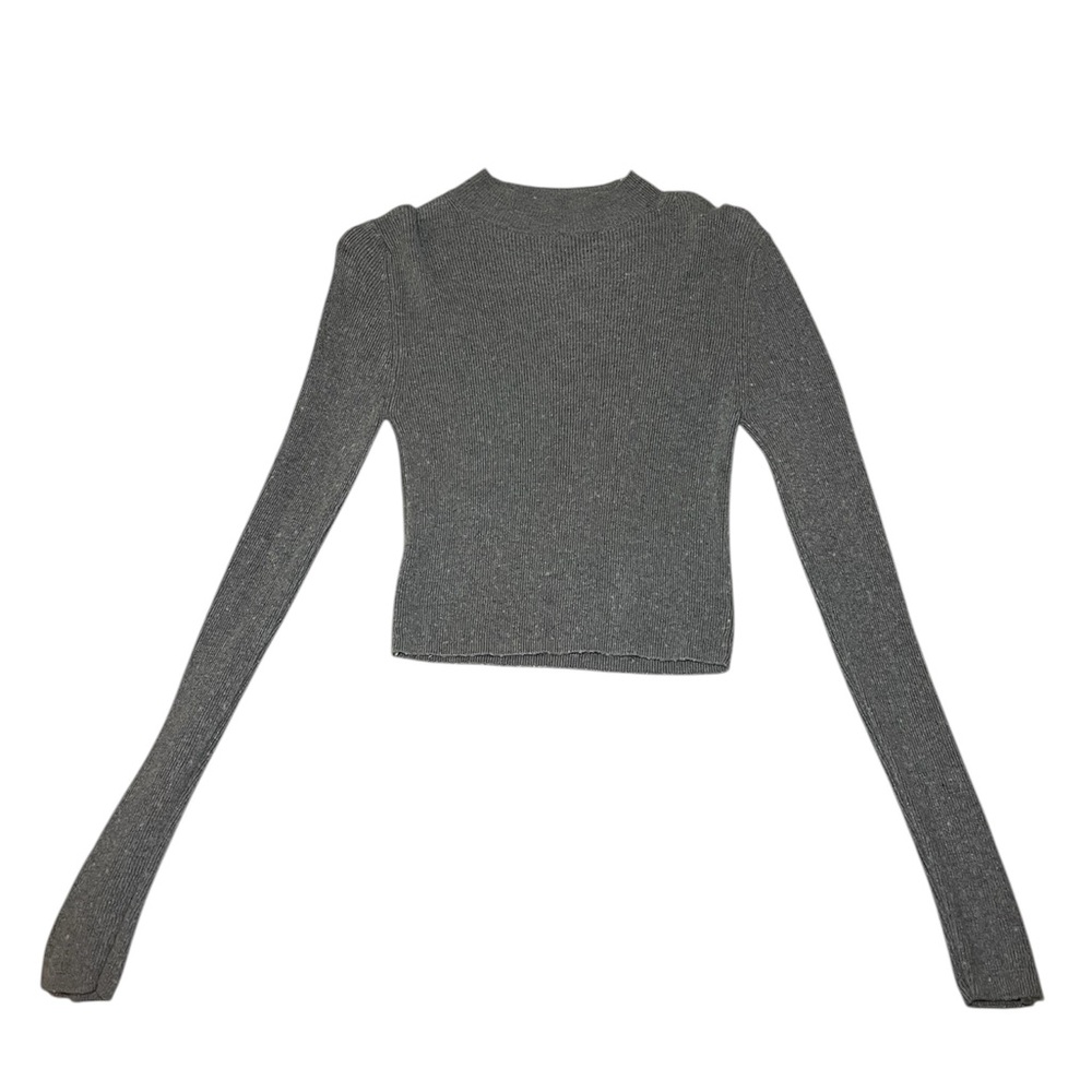 Bodycon Cropped Gray Mock Neck Sweater